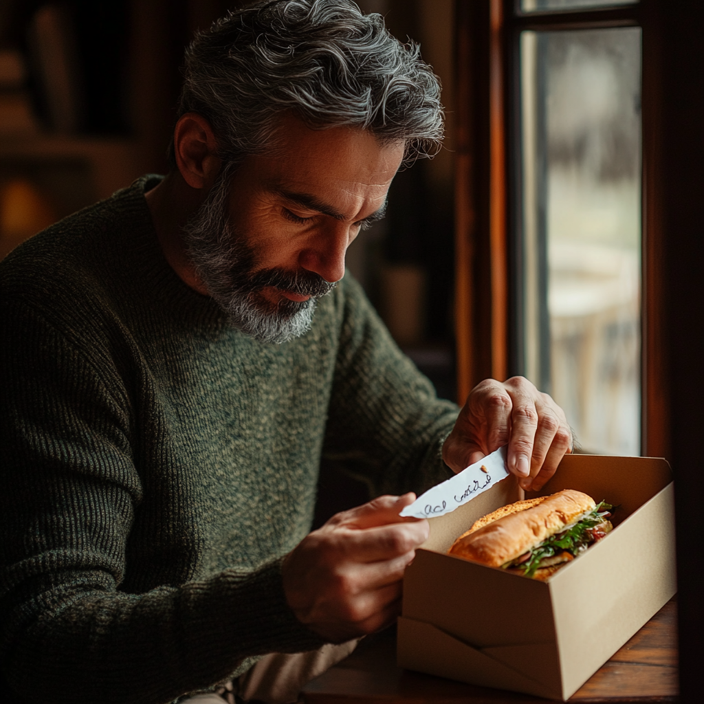 A man opening his sandwich | Source: Midjourney