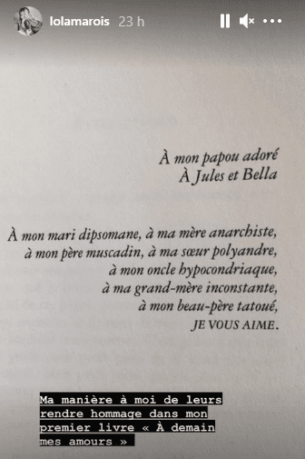 La storie de Lola Marois . | Photo : Instagram/lolamarois
