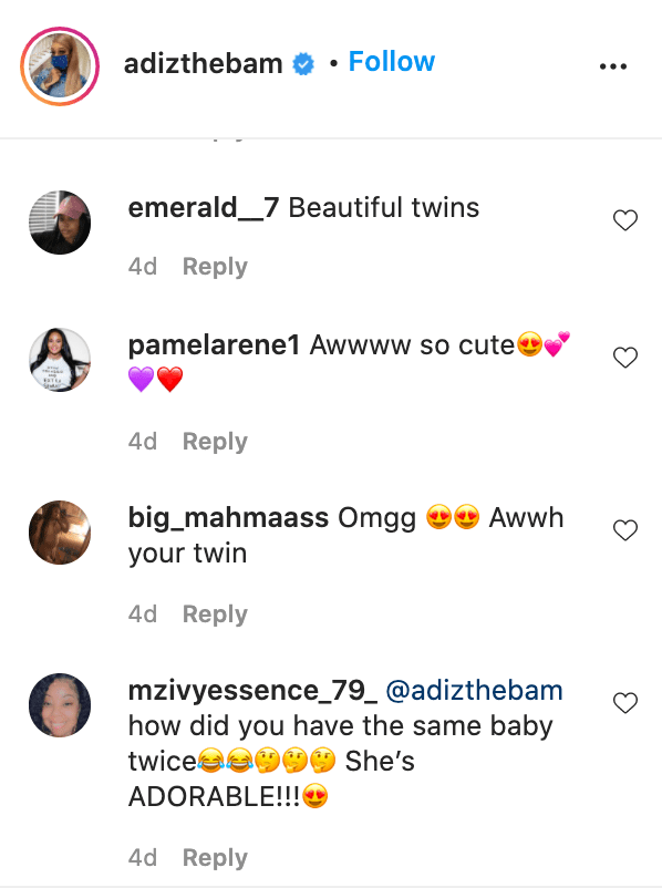 Screenshot of fan comments on Adi Benson's post. | Source: Instagram/adizthebam