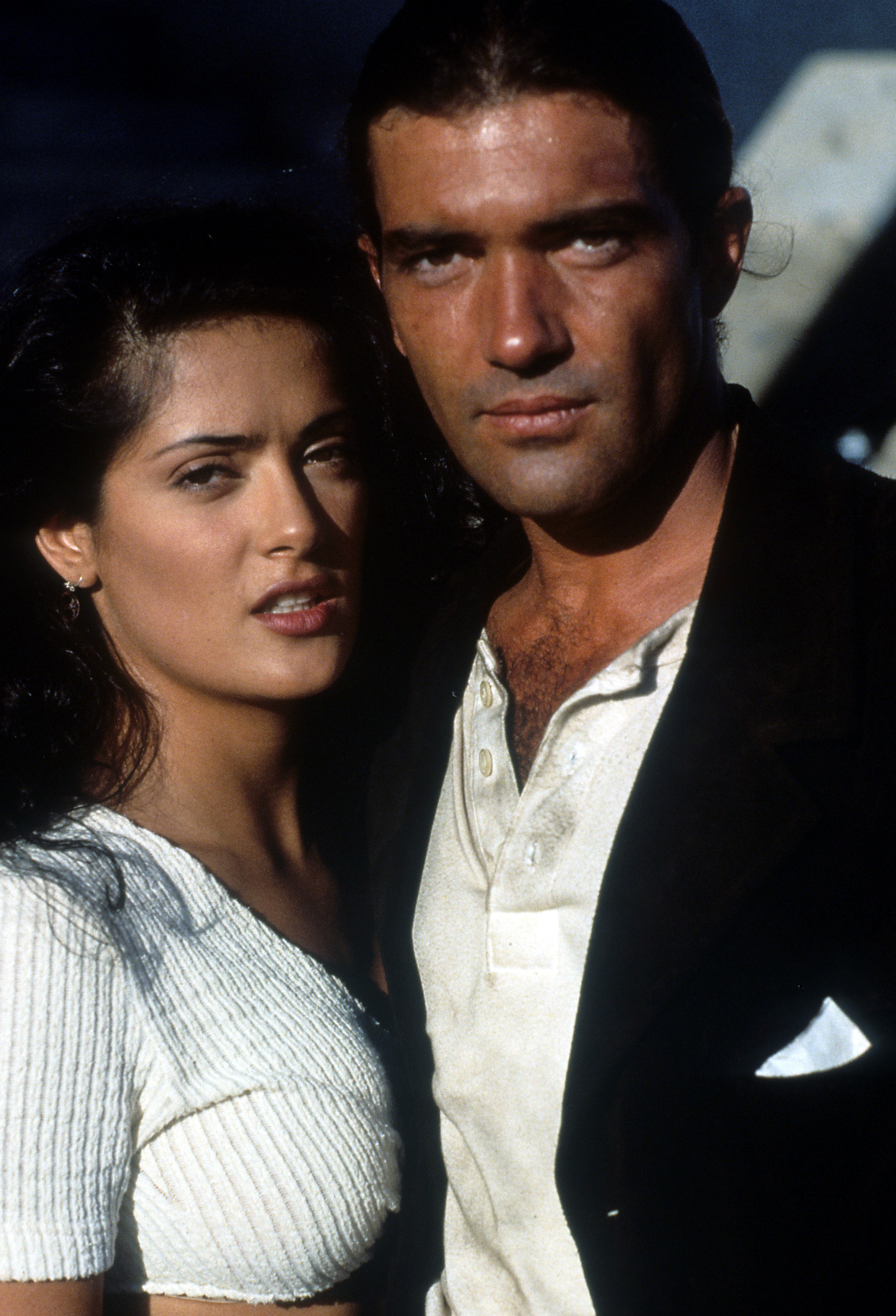 Salma Hayek and Antonio Banderas in a scene from "Desperado" in 1995 | Source: Getty Images