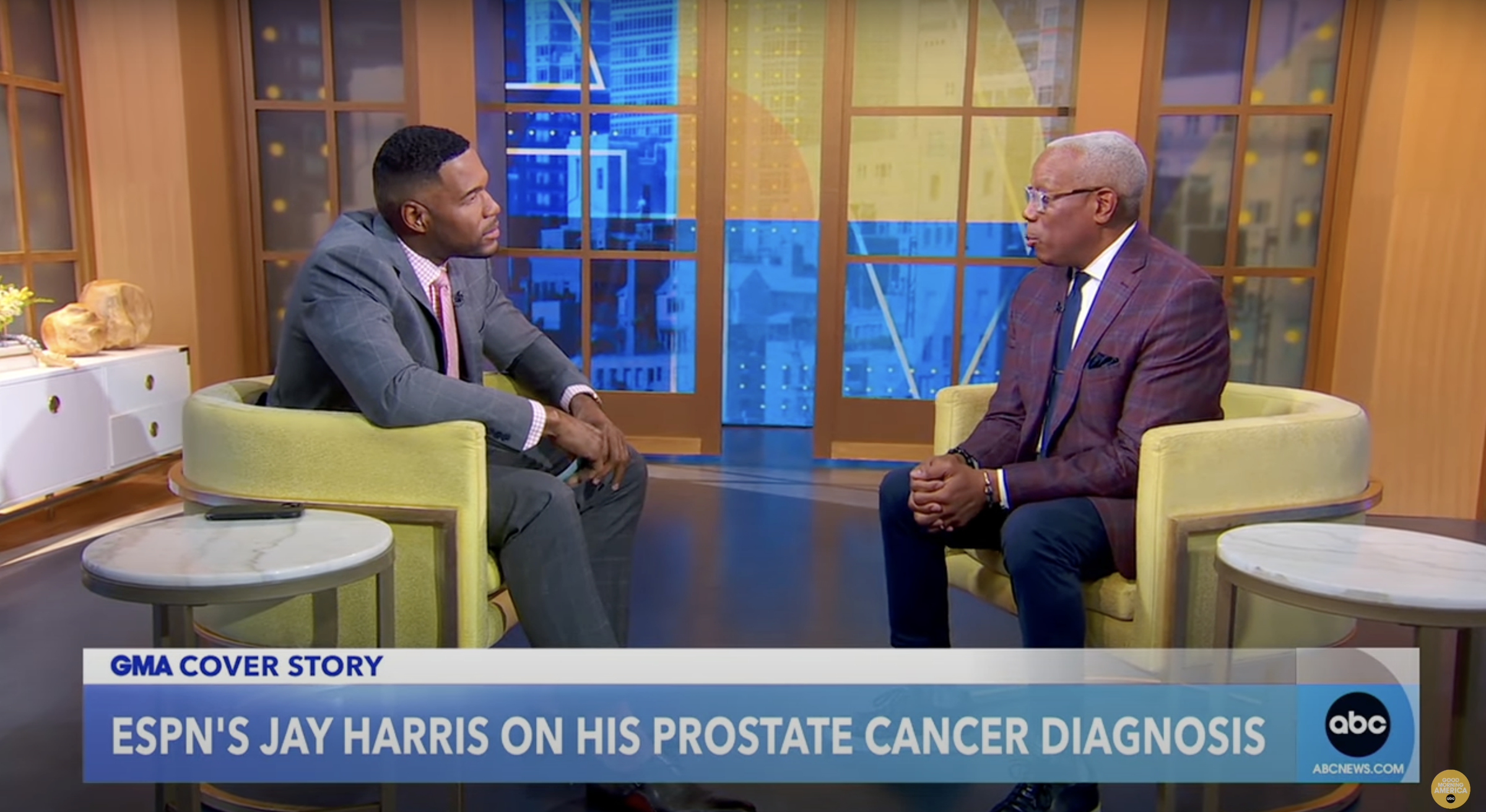 Michael Strahan interviews Jay Harris in a video shared on June 5, 2025 | Source: YouTube/GMA