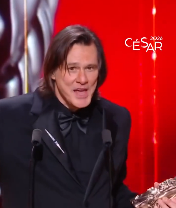 Jim Carrey giving his acceptance speech at the César Awards in Paris as seen in a video posted on February 28, 2026 | Source: Facebook/Happy Mag