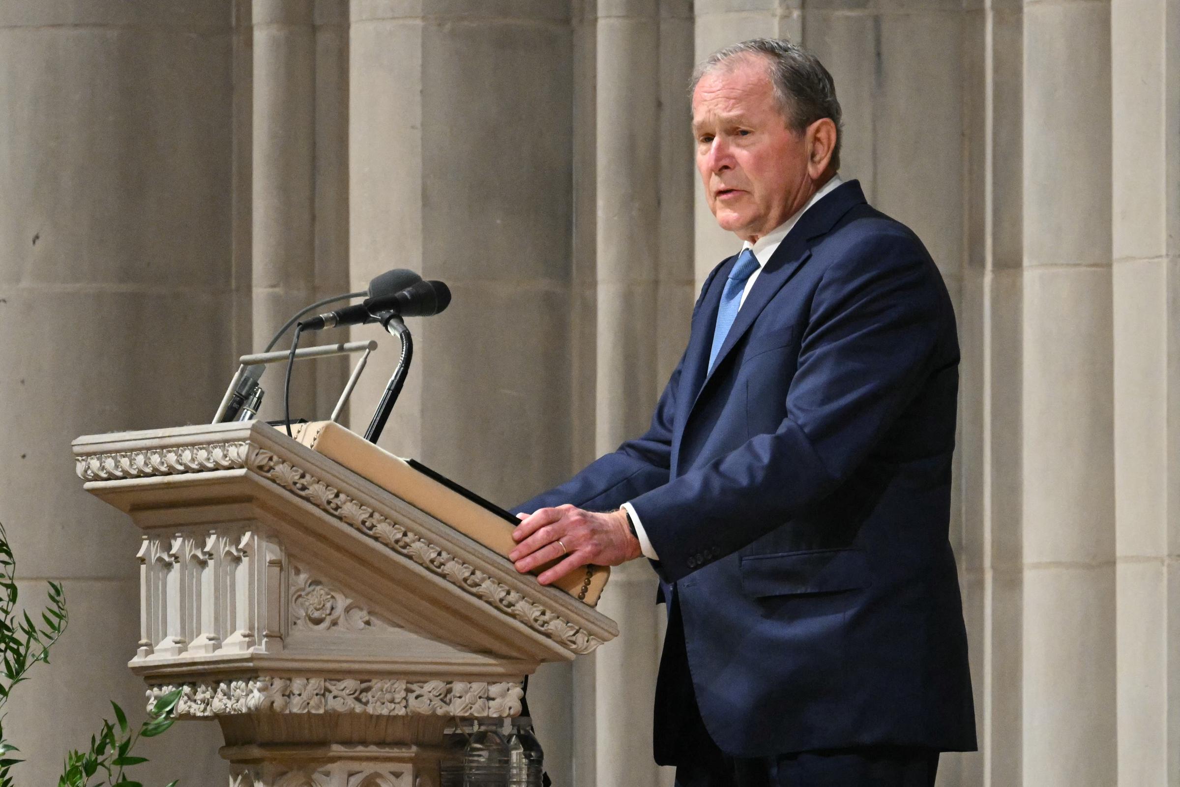 George W. Bush speaks during the funeral service for late US Vice President Dick Cheney at the Washington National Cathedral in Washington, DC, on November 20, 2025 | Source: Getty Images
