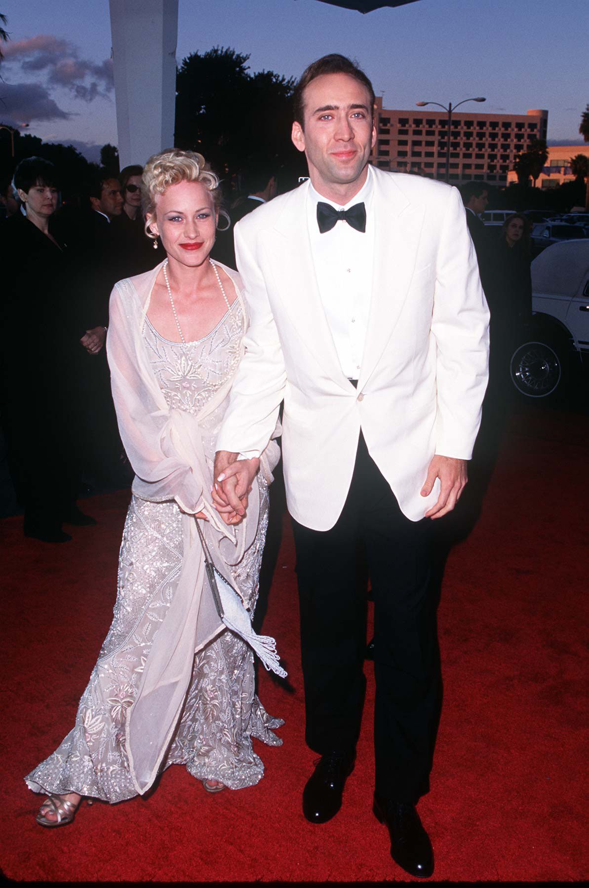 Actor Nicolas Cage and actress Patricia Arquette during 2nd Annual Screen Actors Guild Awards at Santa Monica Civic Auditorium in Santa Monica, California. / Source: Getty Images