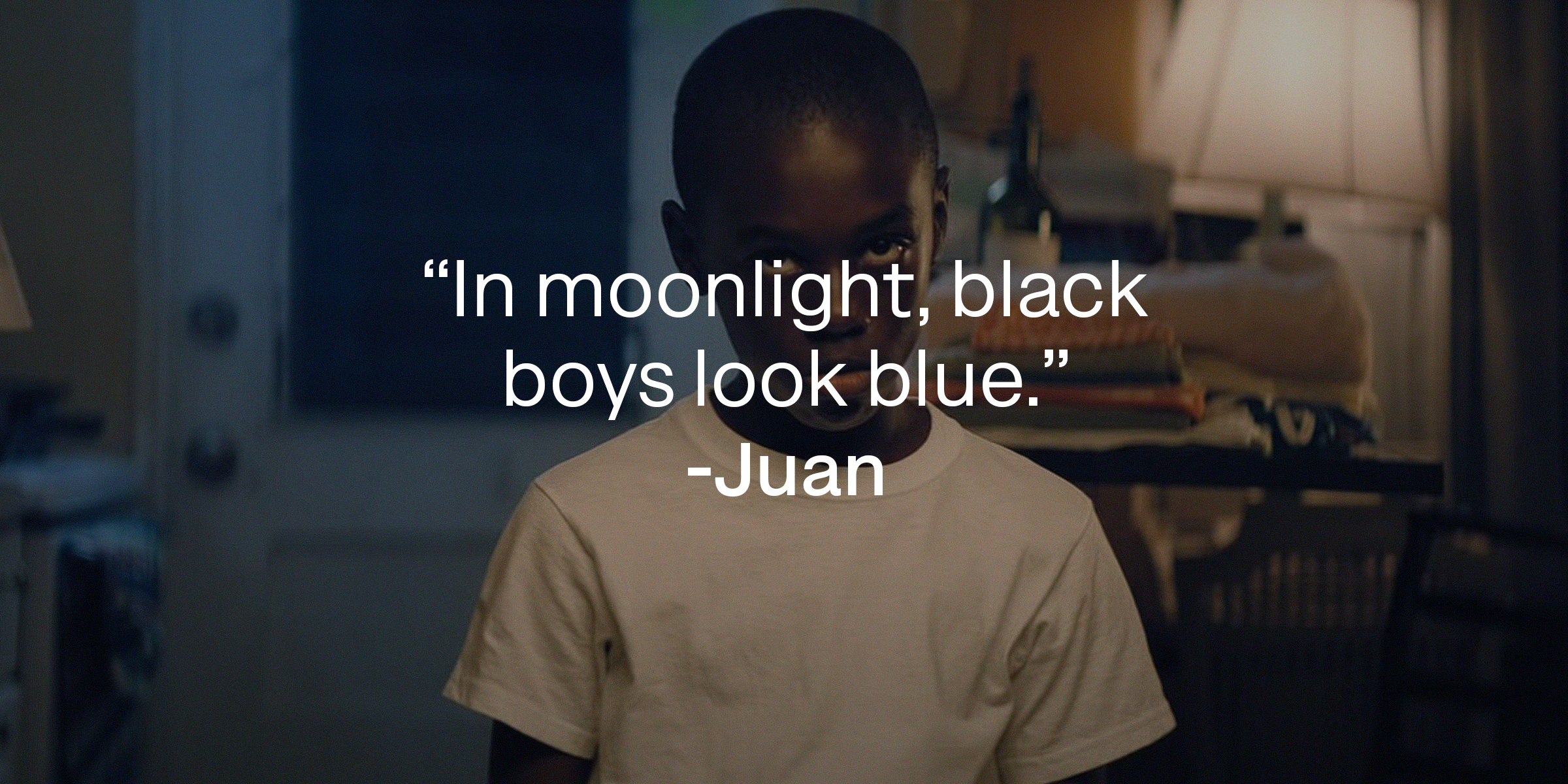 An image of Chiron with Juan’s quote: “I’m moonlight, black boys look blue.” | Source: youtube.com/A24