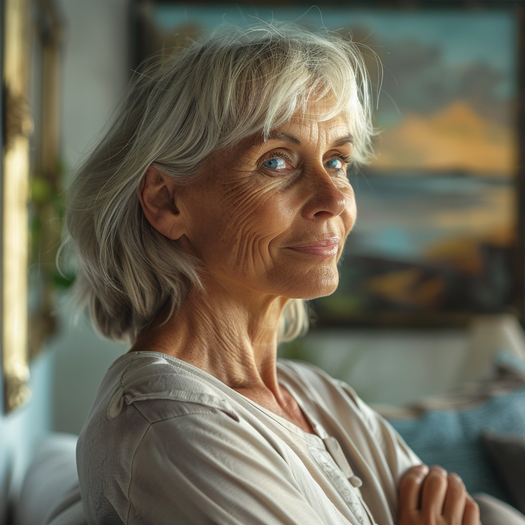 Woman smiling with arms crossed | Source: Midjourney