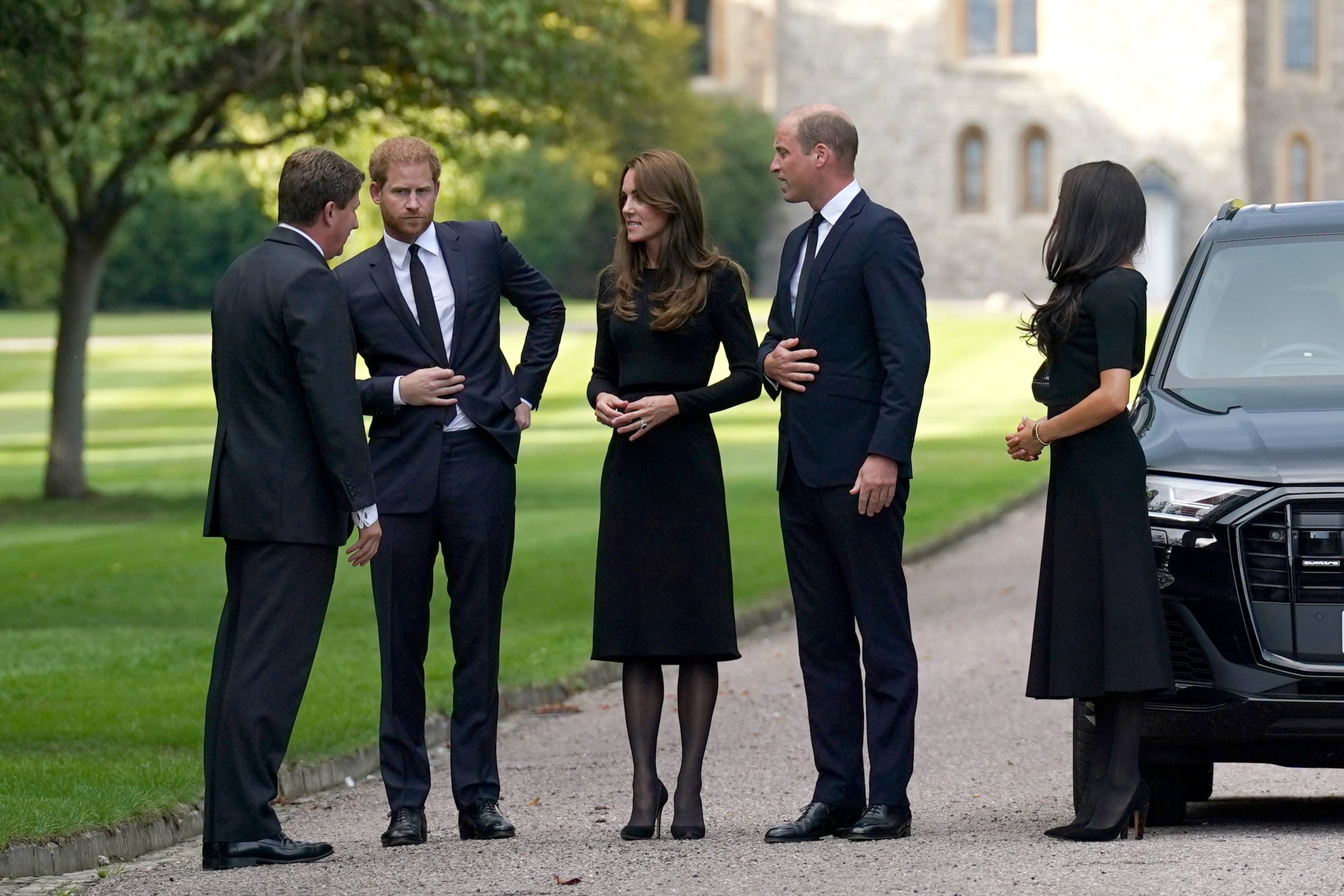 Prince Harry, Duke of Sussex, Catherine, Princess of Wales, Prince William, Prince of Wales and Meghan, Duchess of Sussex on the long Walk at Windsor Castle on September 10, 2022 in Windsor, England | Source: Getty Images