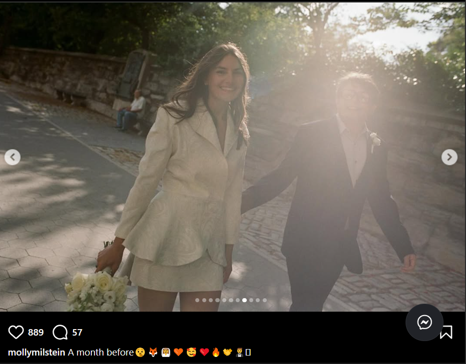 Molly Milstein and Sam Michael Fox are seen beaming after their wedding ceremony, dated November 5, 2025 | Source: Instagram/mollymilstein