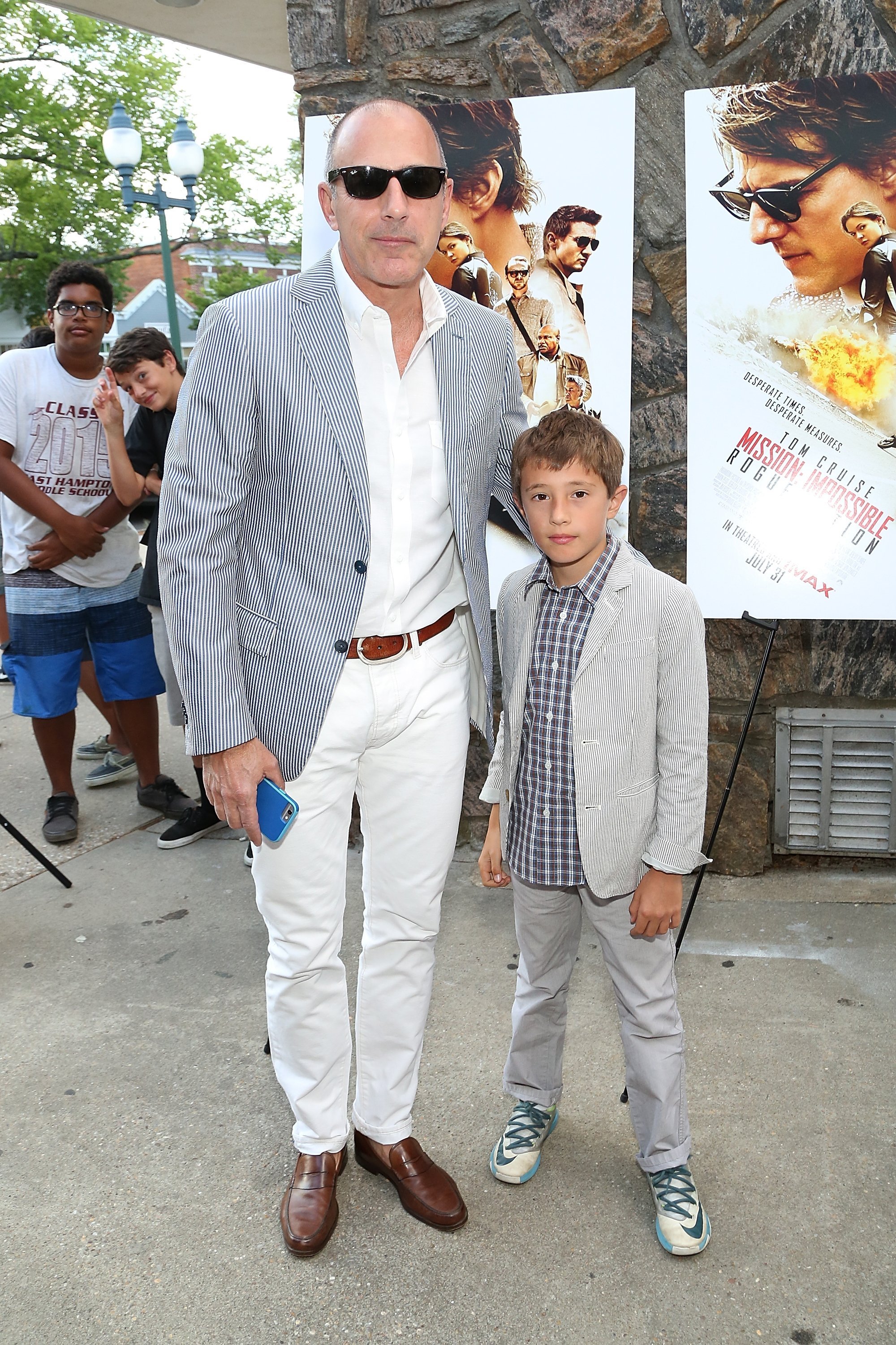 Matt Lauer and son Thijs Lauer at the Mission Impossible - Rogue Nation Special Screening on July 24, 2015 in East Hamptons | Photo: Getty Images