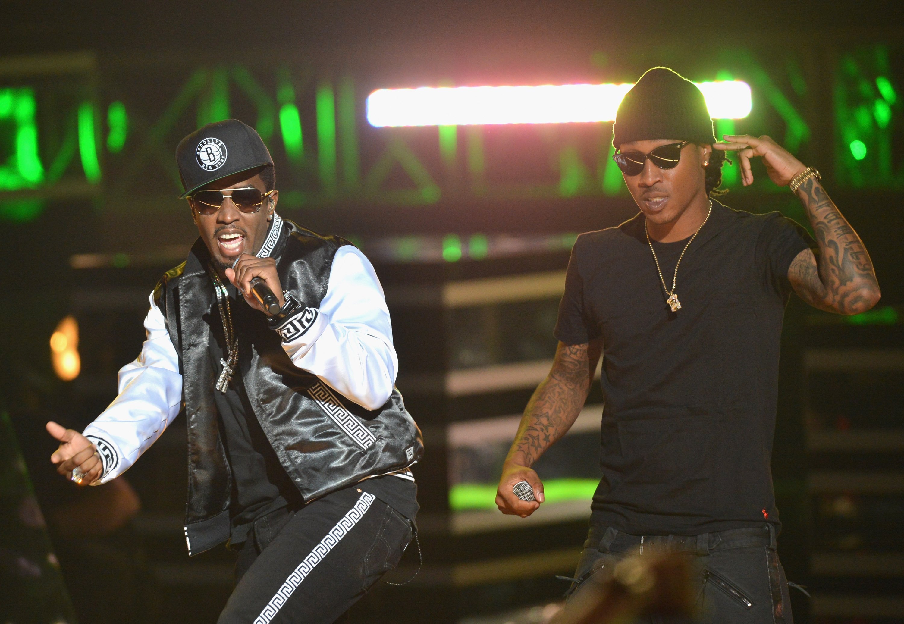 ATLANTA, GA - SEPTEMBER 29: Sean Combs, 'P. Diddy,' (L) and Future perform onstage at the 2012 BET Hip Hop Awards at Boisfeuillet Jones Atlanta Civic Center| Photos: Getty Images