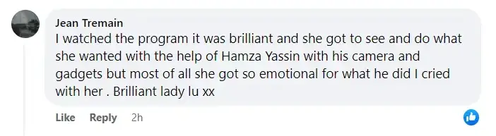 A screenshot of a facebook fan sharing their emotional reaction for Judi Dench's encounter with golden eagles on an episode of "Countryfile." | Source: facebook.com/brightside