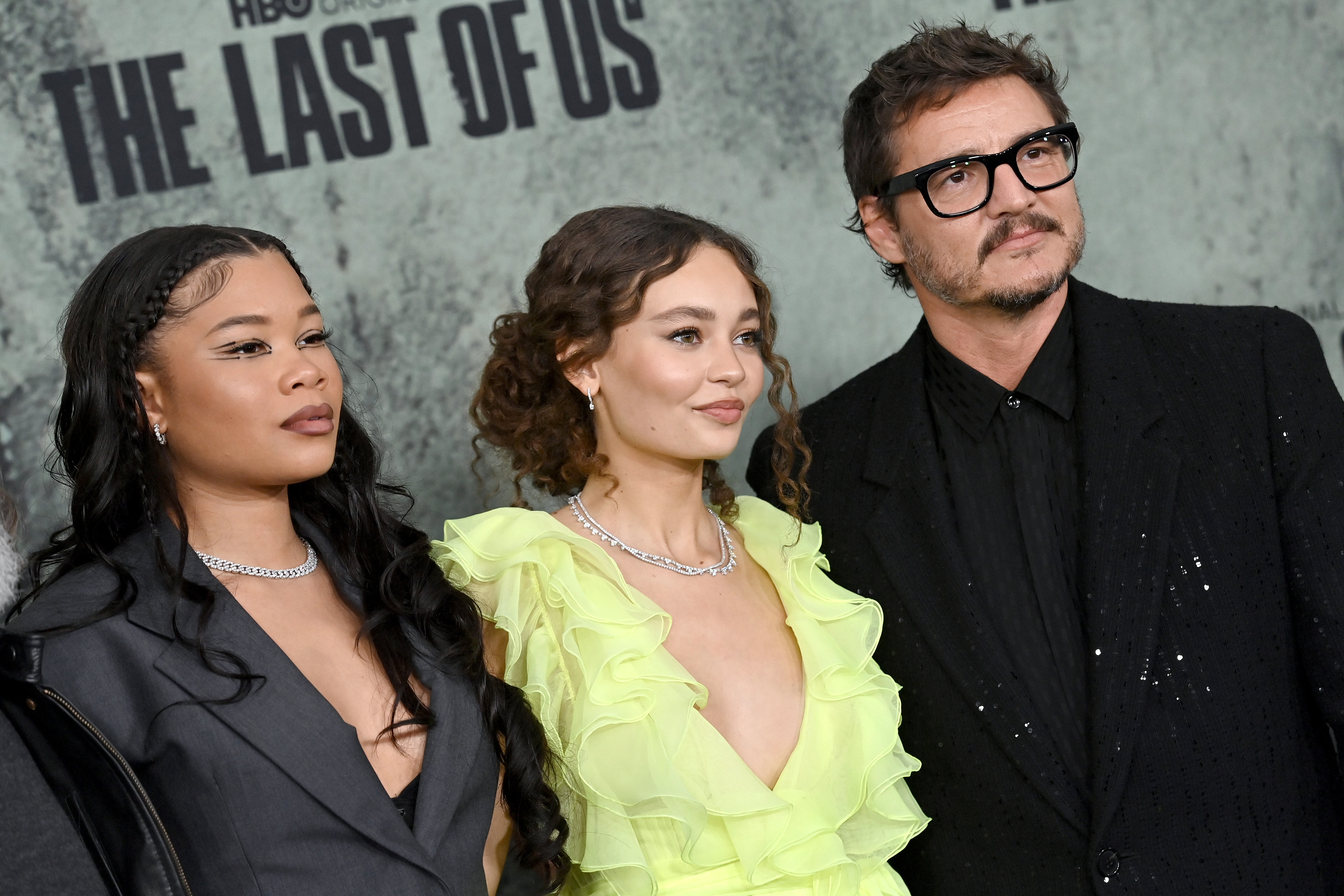 Storm Reid, Nico Parker, and Pedro Pascal at the LA Premiere of "The Last of Us" held at Regency Village Theatre in Los Angeles, California, on January 09, 2023. | Source: Getty Images