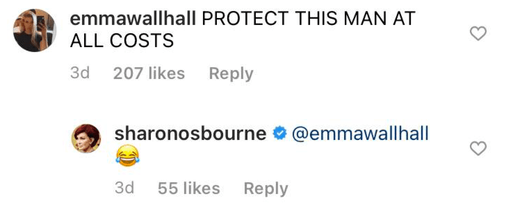 Sharon Osbourne's reply to a fan's comment  | Photo: Instagram / sharonosbourne