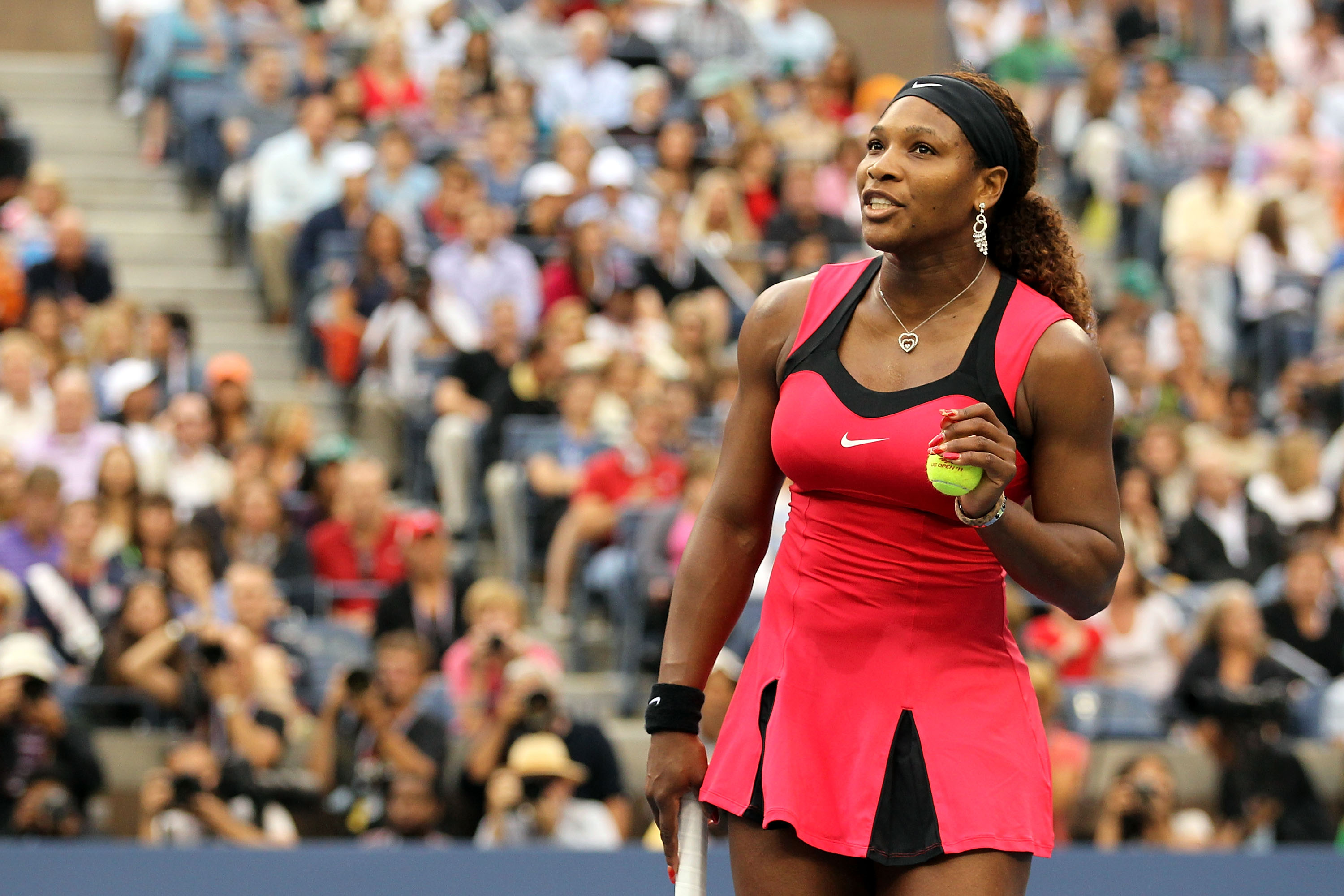 Serena Williams playing against Samantha Stosur during the Women's Singles Final on day fourteen of the 2011 US Open on September 11, 2011, in Queens, New York. | Source: Getty Images