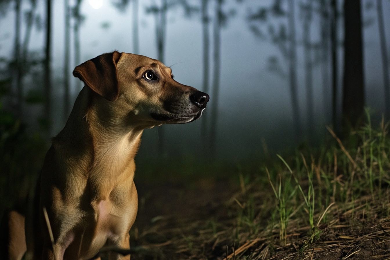 A dog at a camp site | Source: Midjourney