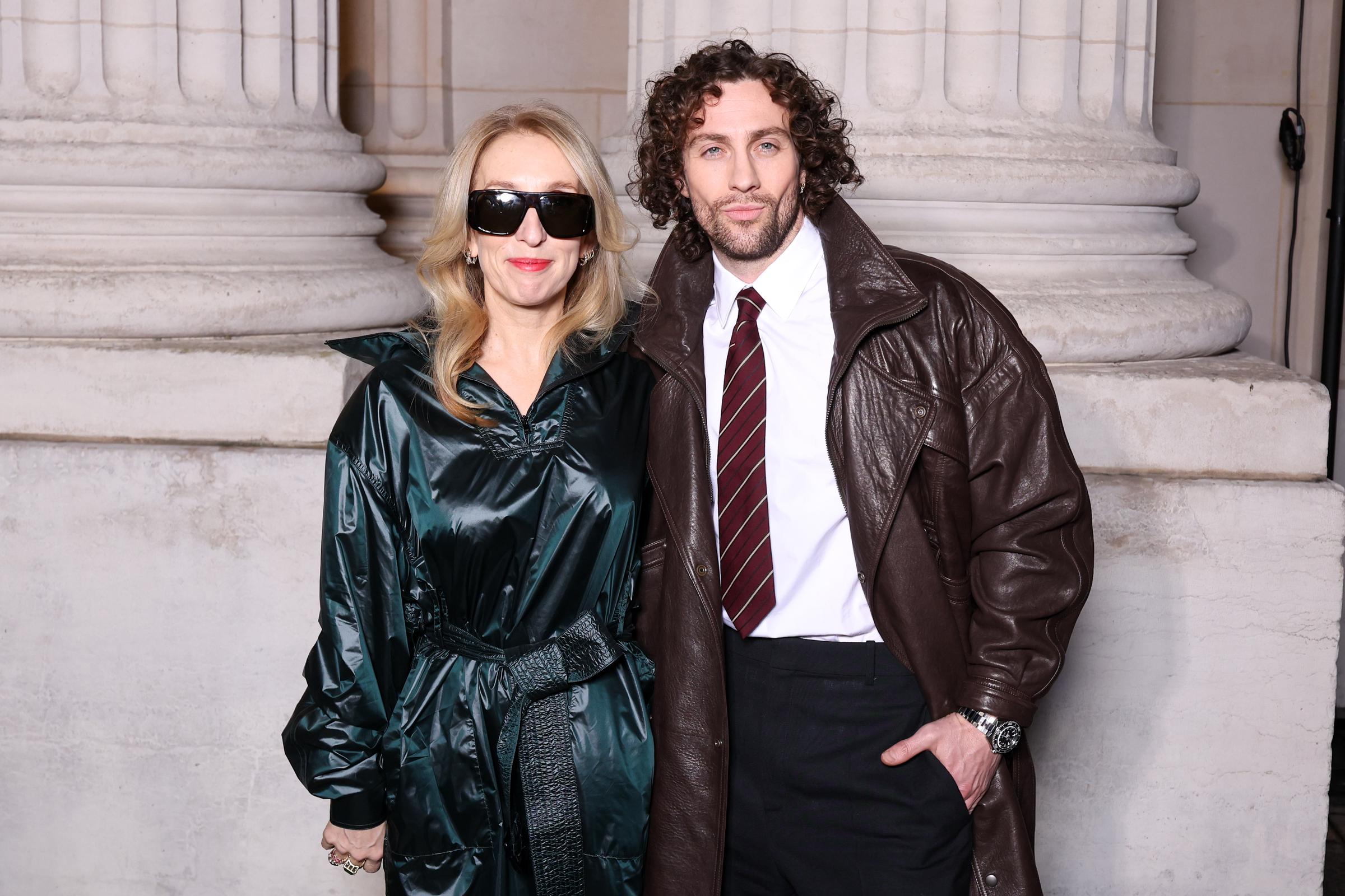 Sam and Aaron Taylor-Johnson at the Saint Laurent Men's Fall/Winter 2026 fashion show as part of Paris Men's Fashion Week held at Bourse du Commerce on 27 January 2026 in Paris, France. | Source: Getty Images
