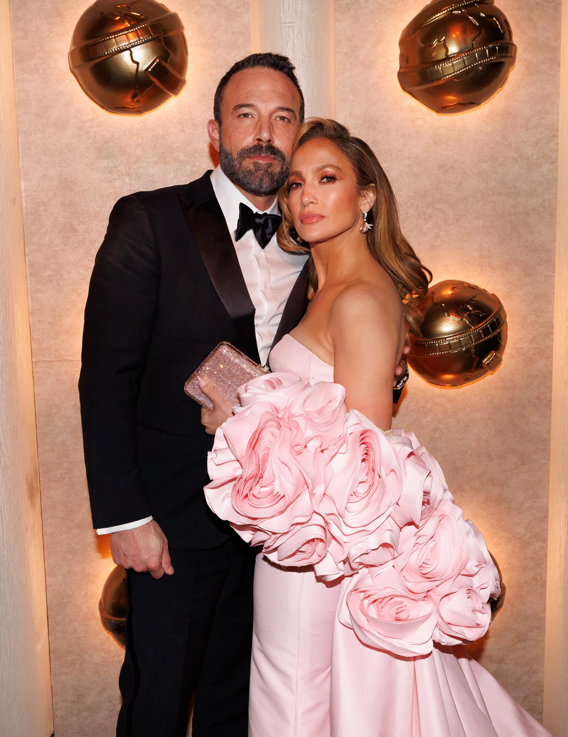 Ben Affleck and Jennifer Lopez at the 81st Golden Globe Awards held at the Beverly Hilton Hotel on January 7, 2024, in Beverly Hills, California. | Source: Getty Images