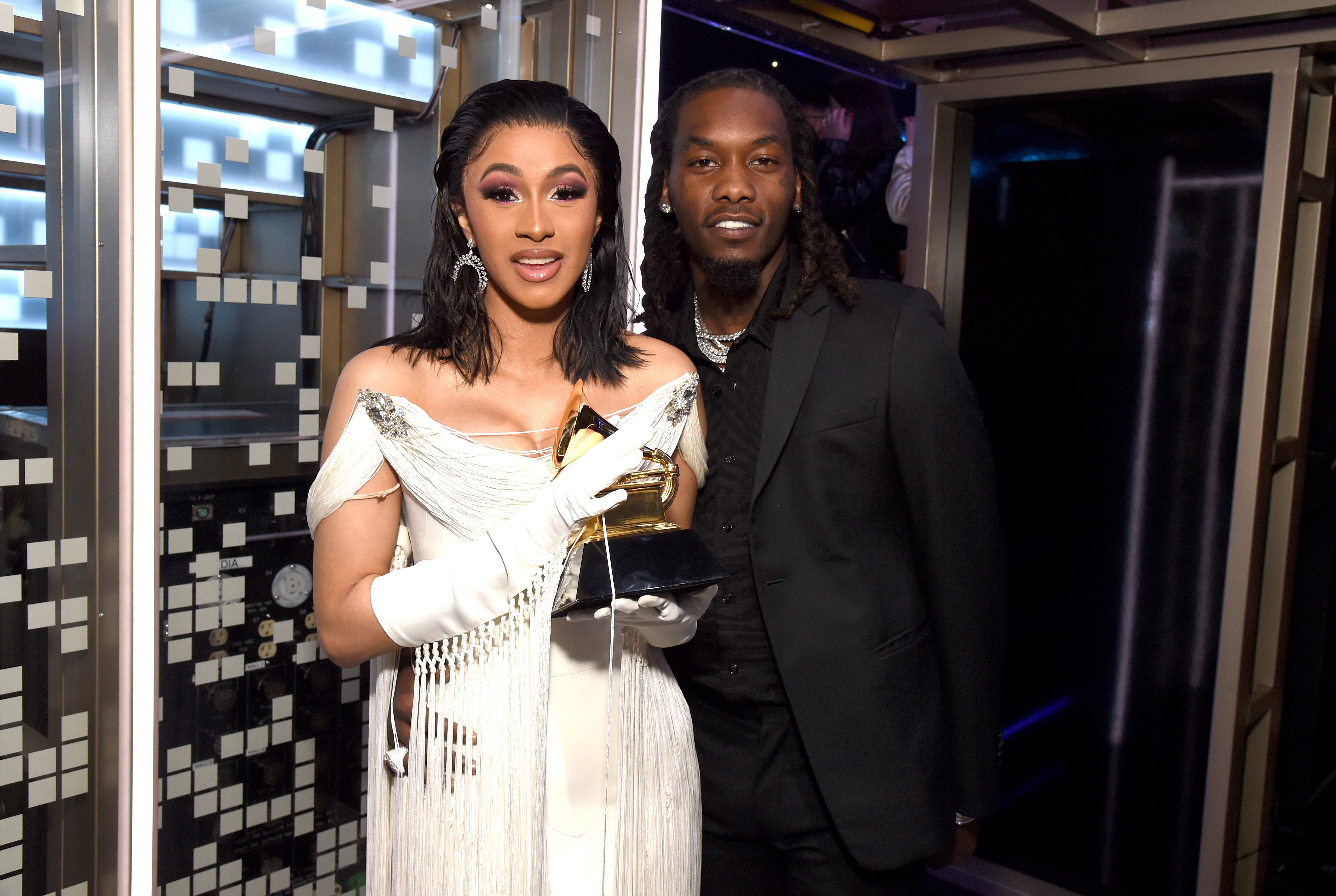Cardi B and Offset pose backstage at the 61st Annual Grammy Awards, 2019 in Los Angeles, California | Source: Getty Images