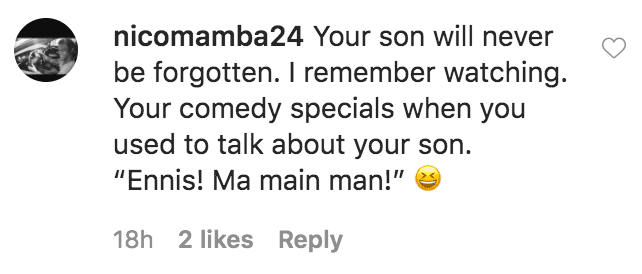 A fan commented on a tribute Bill Cosby shared in honor of his son Ennis Cosby, who was murdered | Source: Instagram.com/billcosby