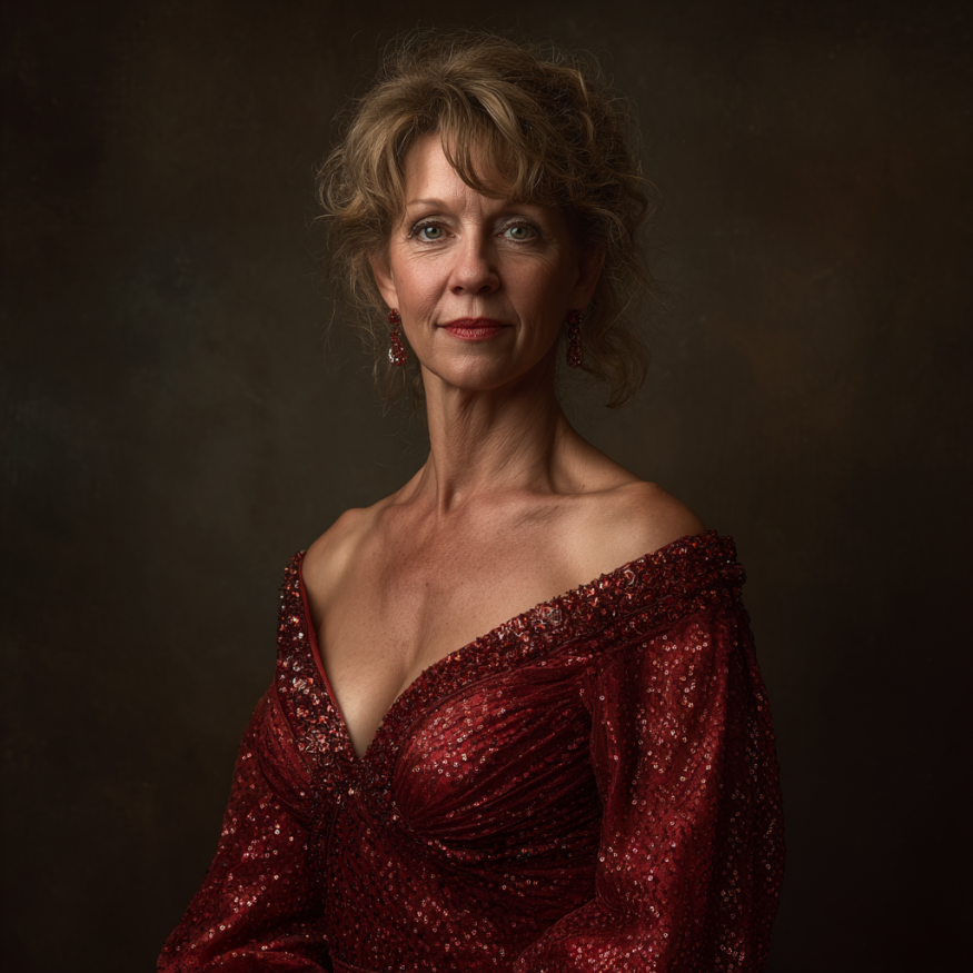 A woman in a red dress | Source: Midjourney