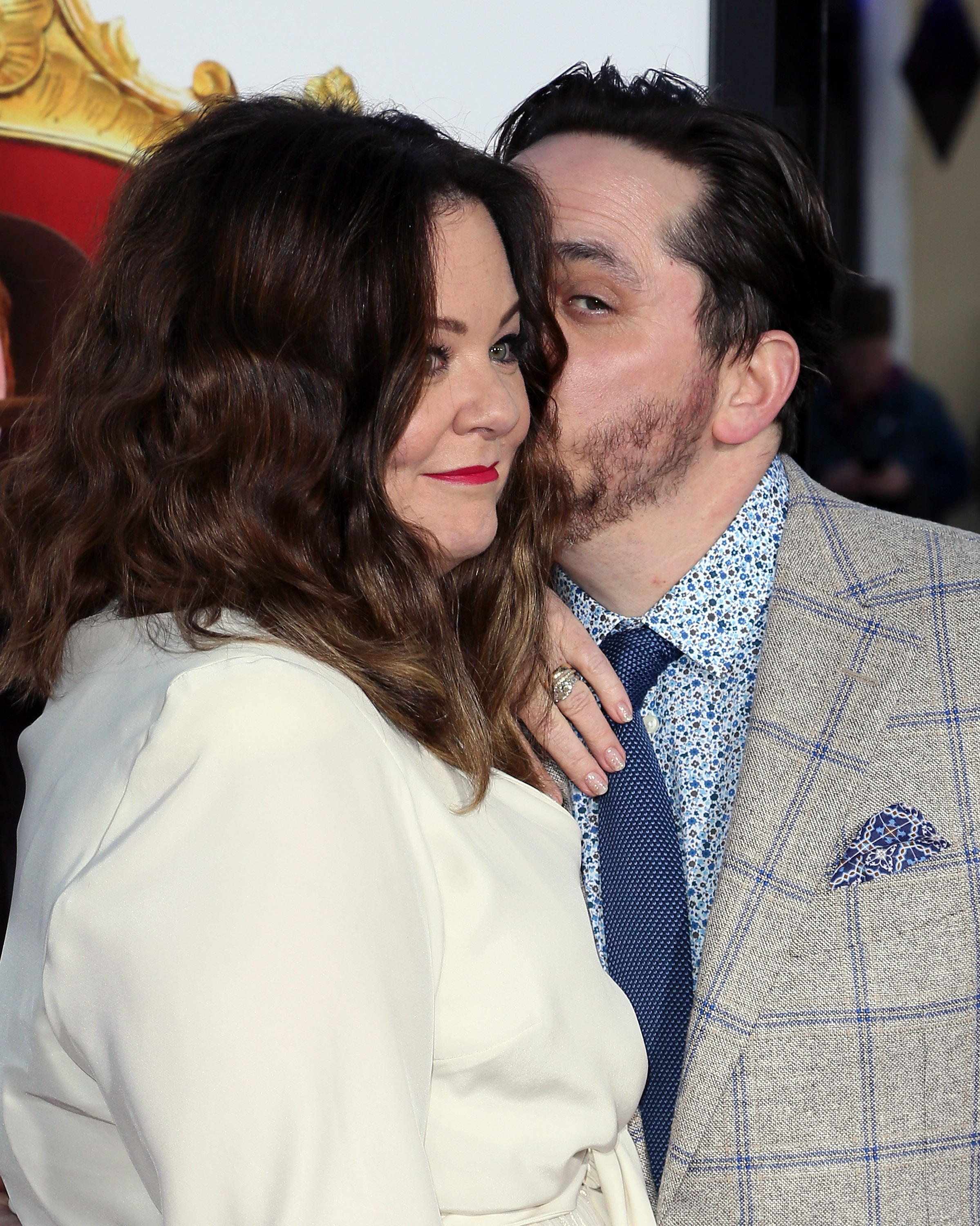 Actress Melissa McCarthy (L) and husband actor Ben Falcone attend the premiere of USA Pictures' "The Boss" at the Regency Village Theatre on March 28, 2016, in Westwood, California. | Source: Getty Images