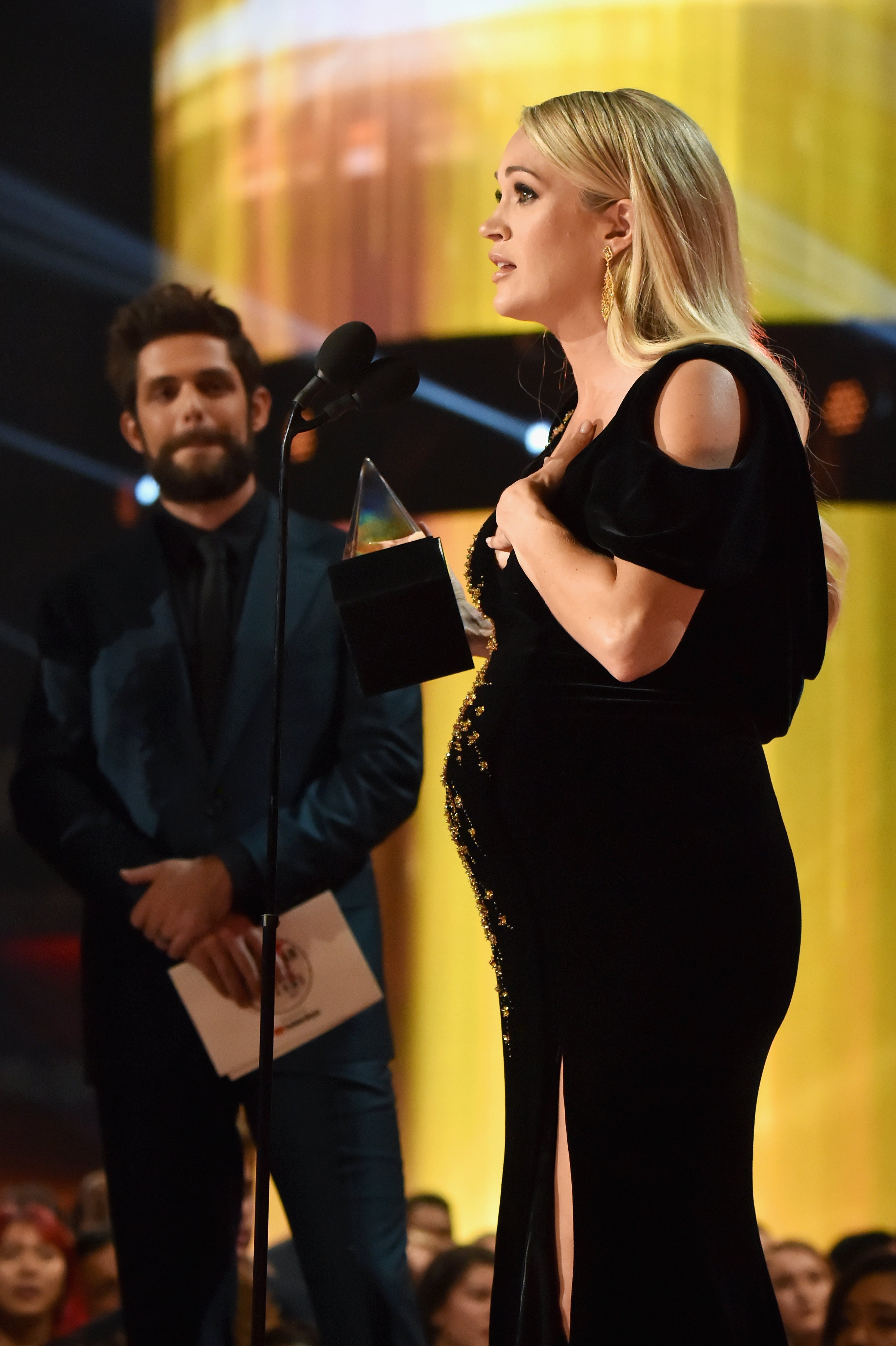 Carrie Underwood accepts the Favorite Female Artist - Country award during the American Music Awards on October 9, 2018, in Los Angeles, California | Source: Getty Images