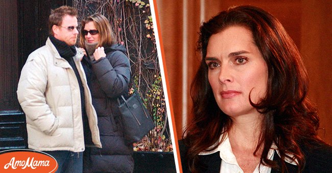 Actress Brooke Shields (R) and husband, producer Chris Henchy, stand outside a restaurant after brunch November 24, 2002 [left], Brooke Shields at a news conference about postpartum depression on Capitol Hill May 11, 2007 [right] | Photo: Getty Images