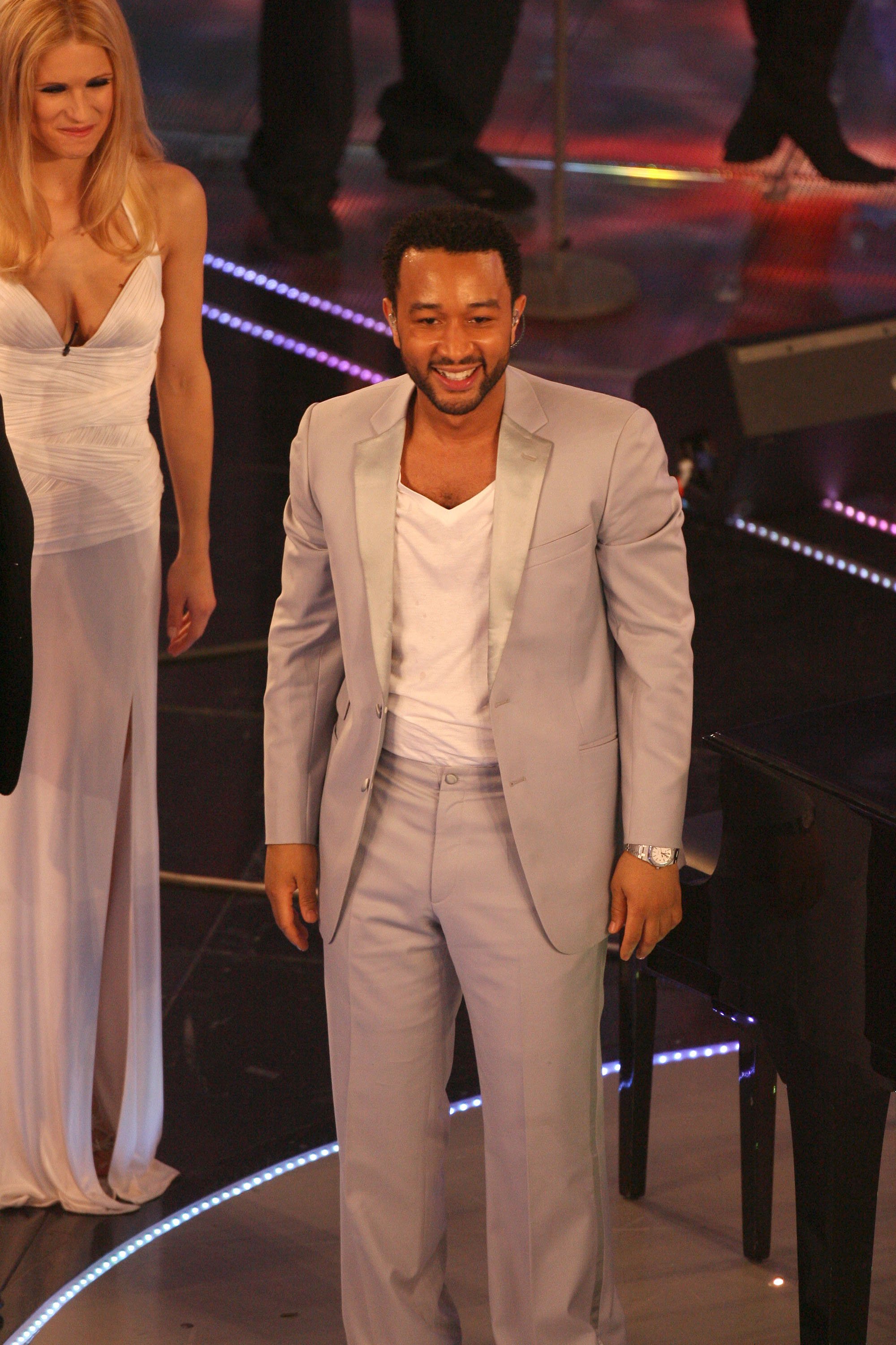 John Legend on stage at Teatro Ariston Concert in San Remo, Italy | Source: Getty Images