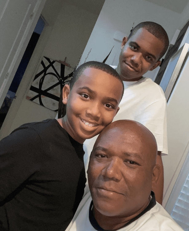 Photo of Tisha Campbell's two sons and her brother. | Source: Instagram/ tishacampbellmartin