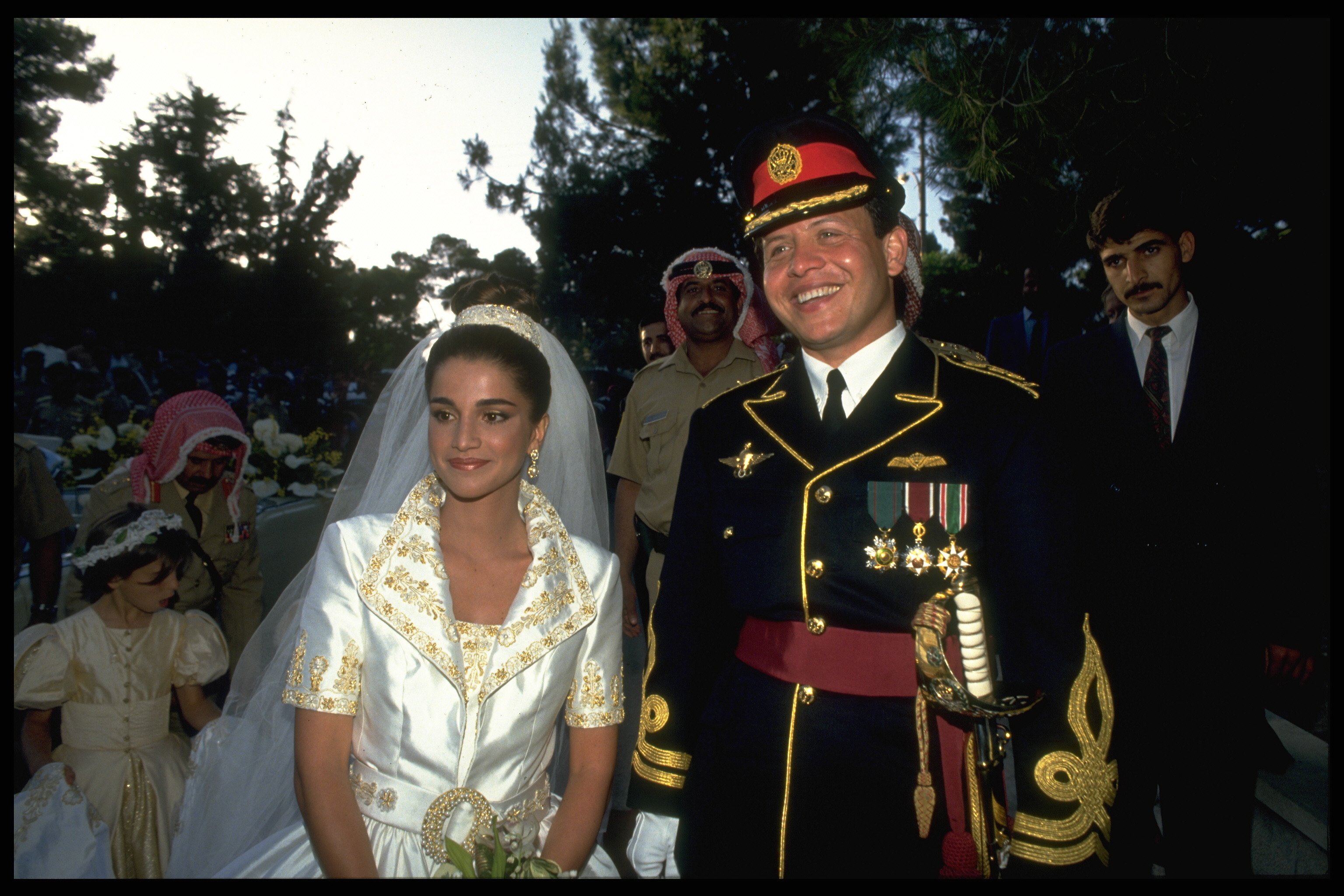Queen Rania and King Abdullah on their wedding day | Source: Getty Images
