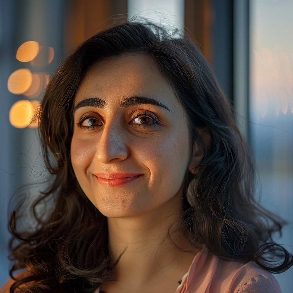 Close-up of a young woman smiling | Source: Midjourney