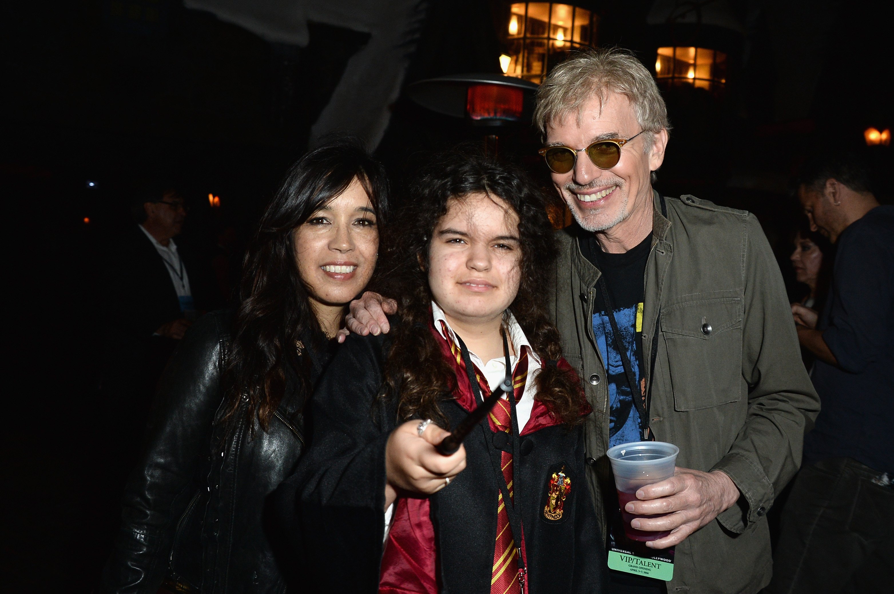 Connie Angland, Bella Thornton, and Billy Bob Thornton at the "Wizarding World of Harry Potter" launch at Universal Studios Hollywood on April 5, 2016, in Universal City, California. | Source: Getty Images