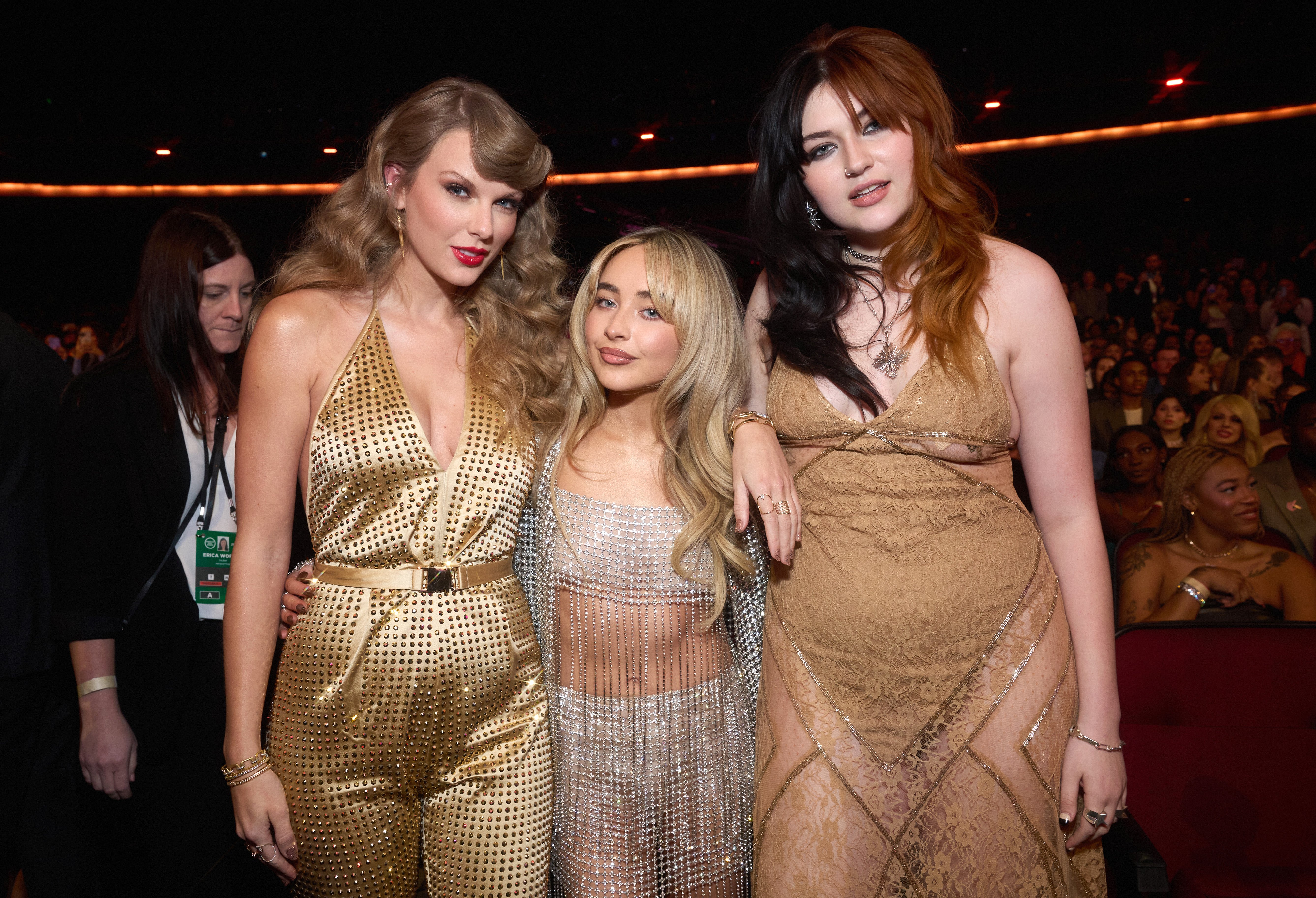  (L-R) Taylor Swift, Sabrina Carpenter, and Gayle pose for a photo at the 2022 American Music Awards at Microsoft Theater on November 20, 2022, in Los Angeles | Source: Getty Images