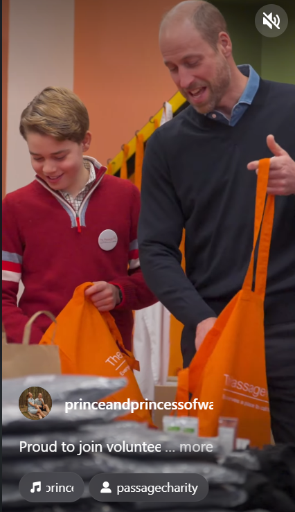 Prince William and Prince George work side by side preparing food, both wearing aprons as they assist volunteers behind the scenes. | Source: Instagram/Princeandprincessofwales
