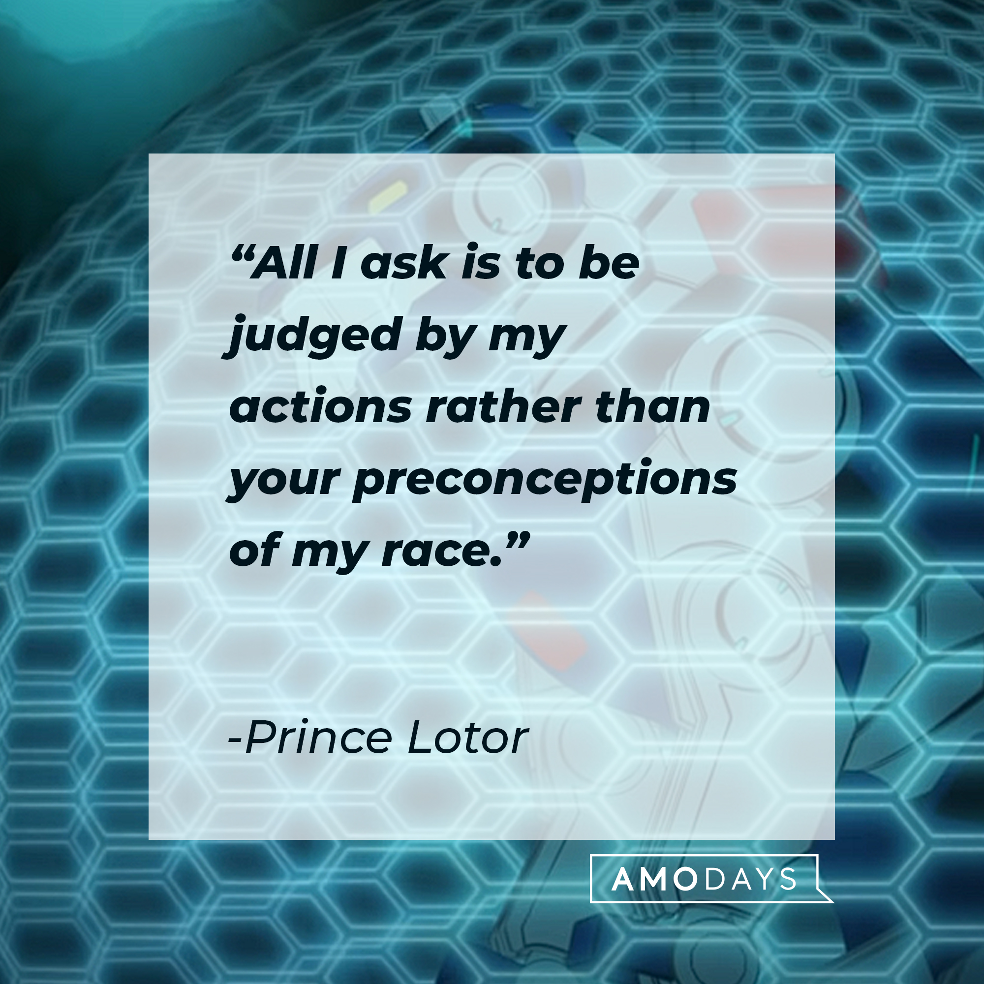 Prince Lotor's quote: "All I ask is to be judged by my actions rather than your preconceptions of my race." | Source: youtube.com/netflixafterschool
