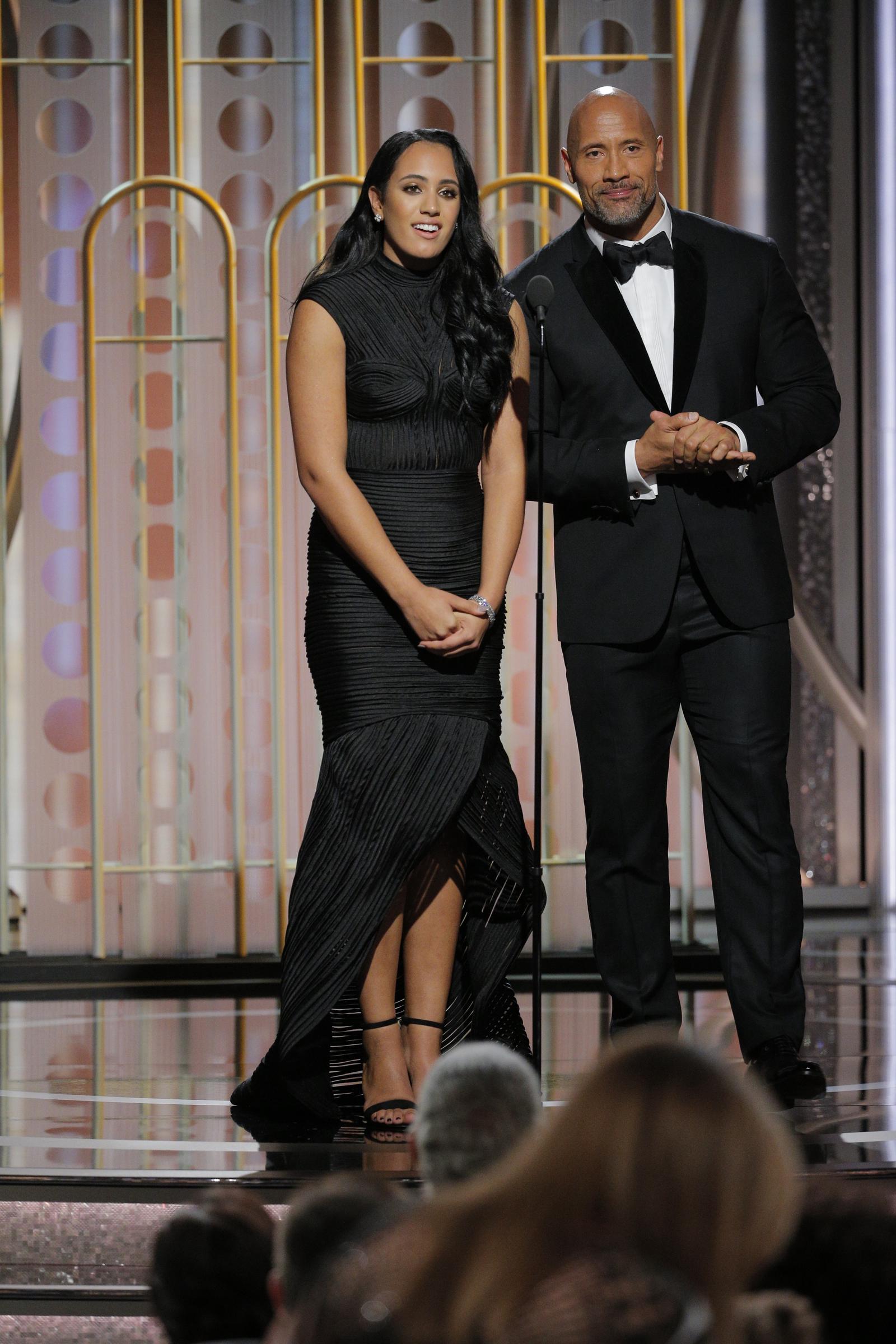 Simone and Dwayne Johnson attend the 75th Annual Golden Globe Awards at The Beverly Hilton Hotel on January 7, 2018 | Source: Getty Images