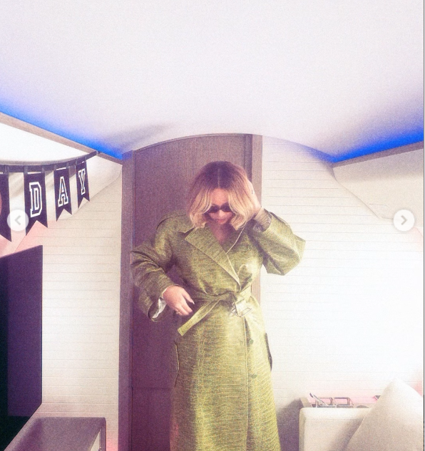 Beyoncé Knowles poses on a private plane during Super Bowl weekend, from a post dated February 12, 2026, in California | Source: Instagram/beyonce