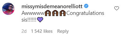 Missy Elliot congratulated Eve in the comment section. | Photo: instagram.com/therealeve