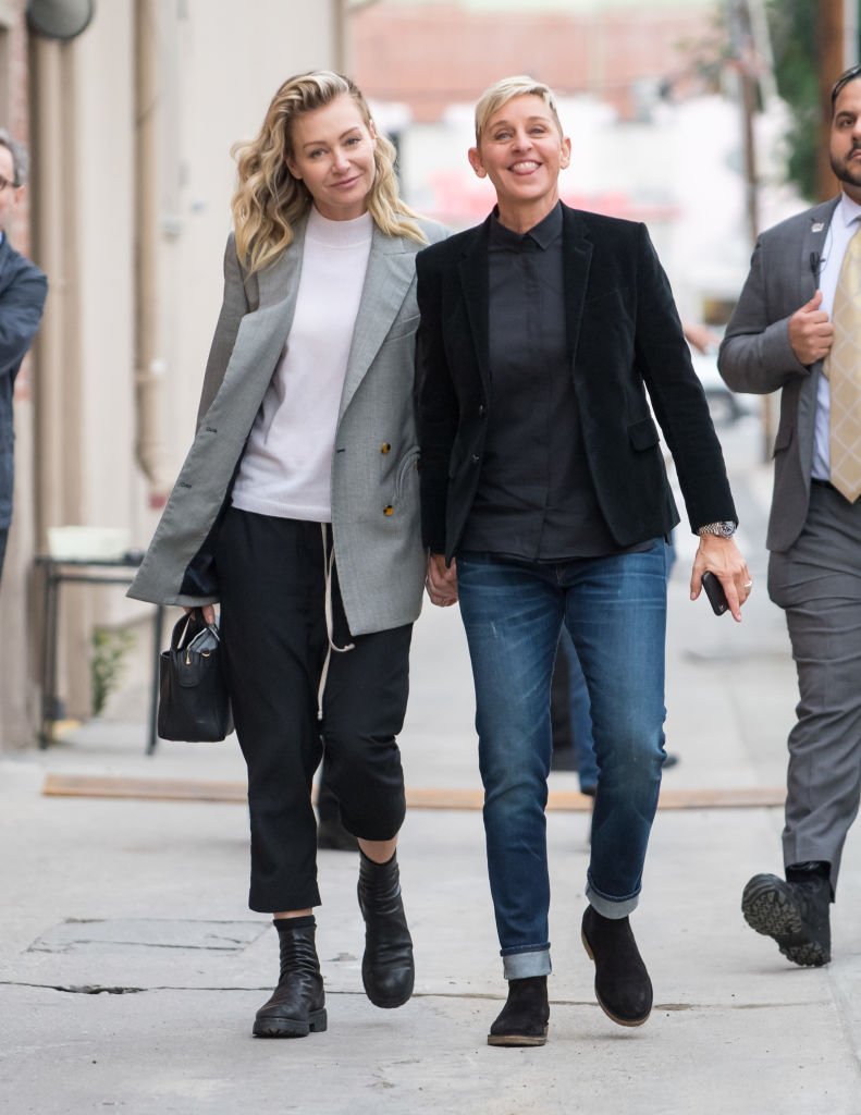 Portia de Rossi and Ellen DeGeneres are seen at 'Jimmy Kimmel Live' | Getty Images