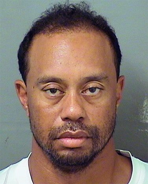 Tiger Woods is seen in a police booking photo after his arrest on May 29, 2017, in Jupiter, Florida | Source: Getty Images