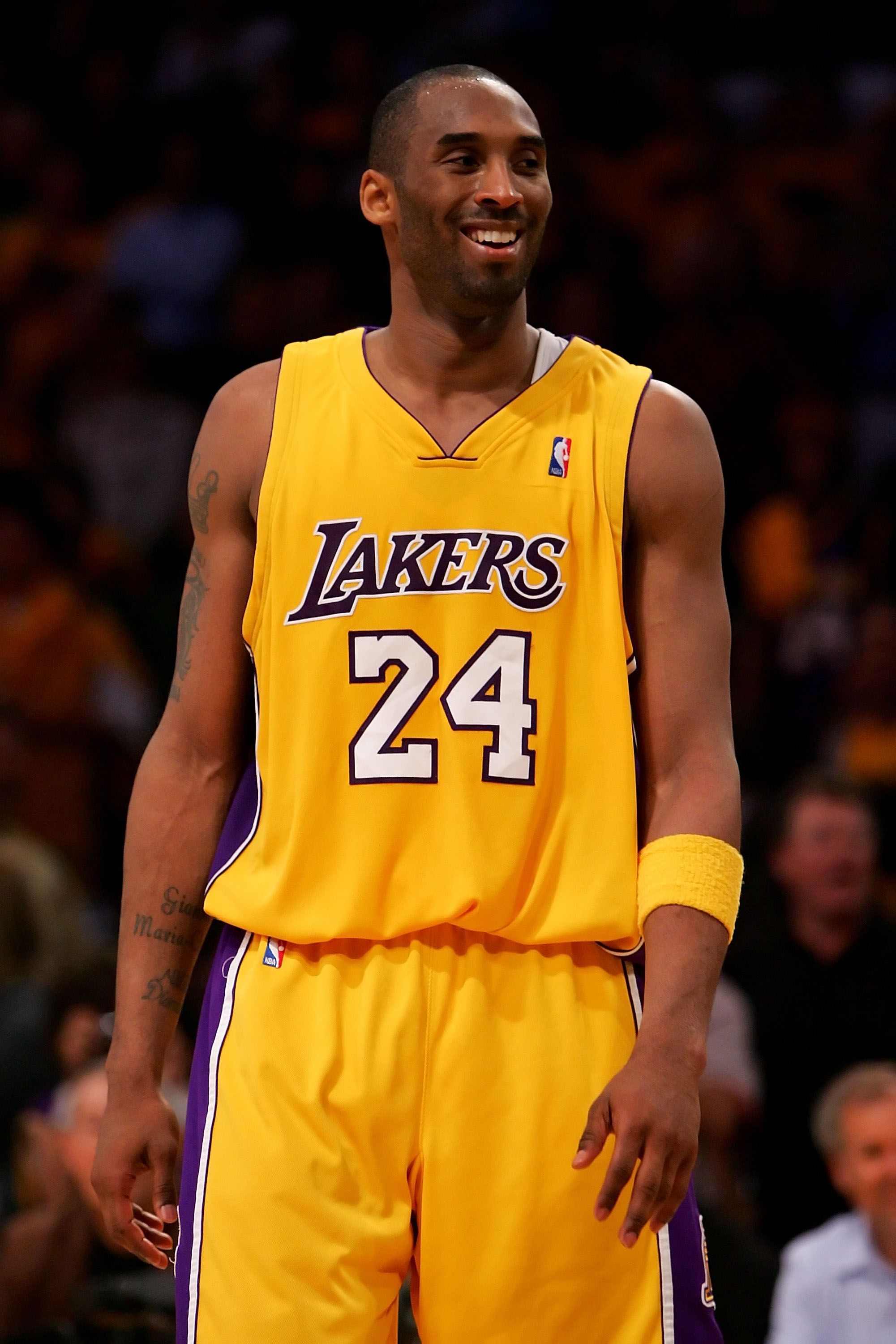 Kobe Bryant of the LA Lakers smiles after the Lakers beat the Phoenix Suns in Los Angeles. | Photo: Getty Images