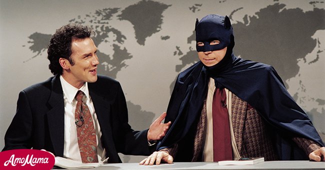 Norm MacDonald, Michael McKean as Adam West 'Batman' during "Weekend Update" on May 13, 1995. | Source: Getty Images