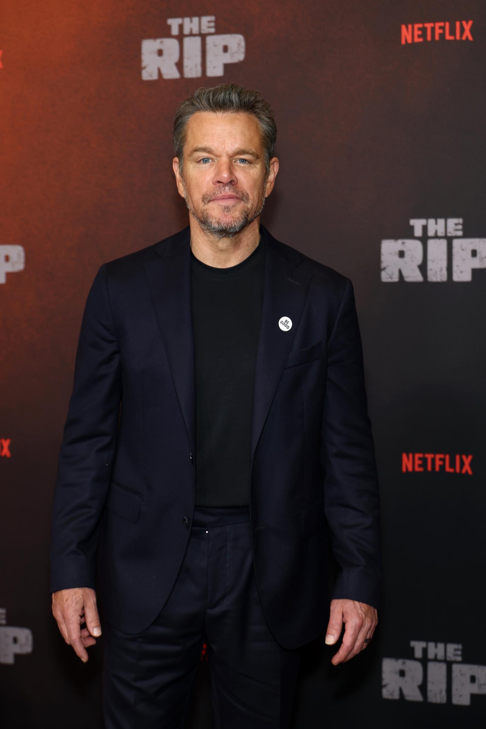 Matt Damon attends Netflix’s "The Rip" premiere at Lincoln Center in New York City on January 13, 2026. | Source: Getty Images