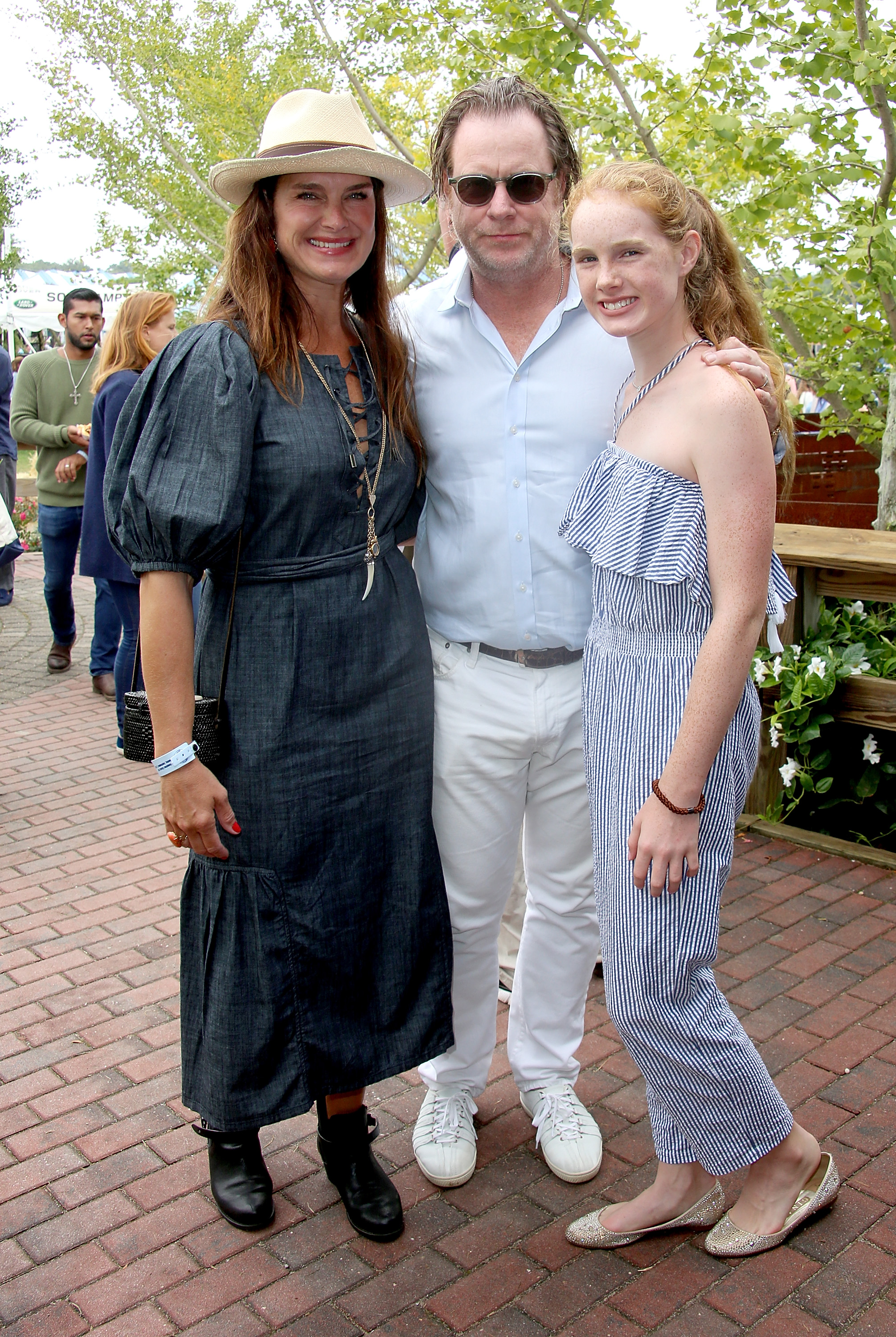 Brooke Shields, Chris Henchy, and Grier Henchy in Bridgehampton, New York, on September 3, 2017 | Source: Getty Images