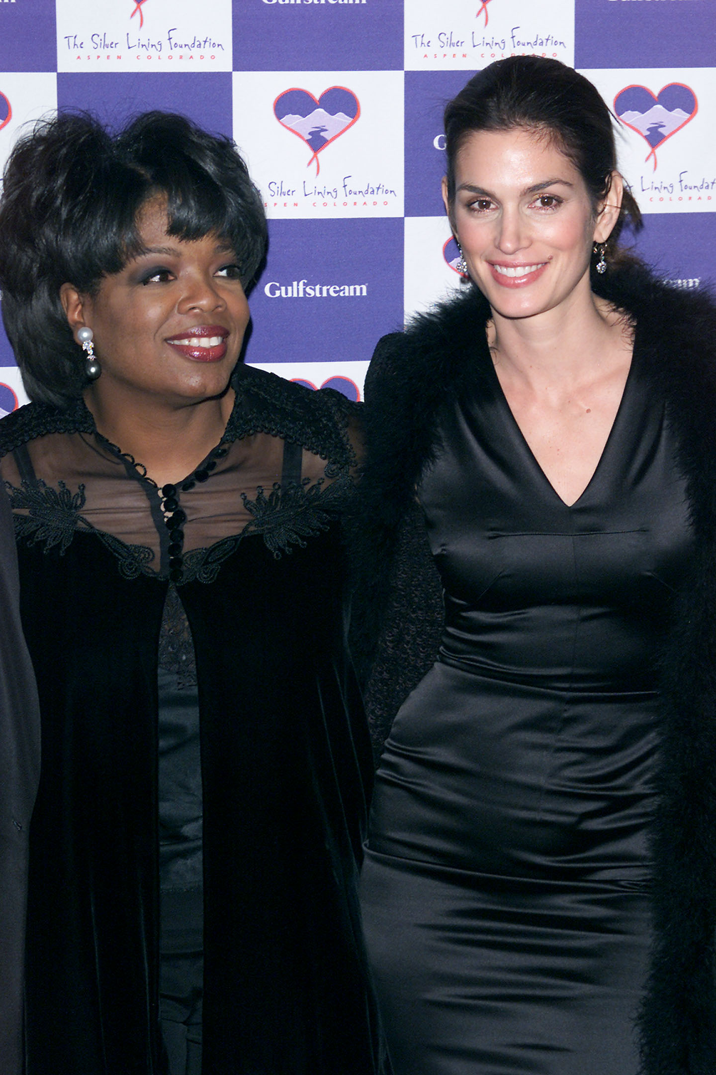 Oprah Winfrey and Cindy Crawford, at, "An Evening Under The Colorado Sky," at the, Waldorf Astoria Hotel, New York City, Tuesday January 23, 2001. | Source: Getty Images