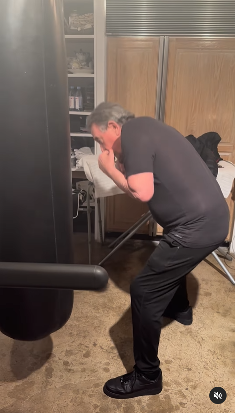 Eric Braeden showcases his punching skills during a home workout session. | Source: Instagram/ericbraedengudegast