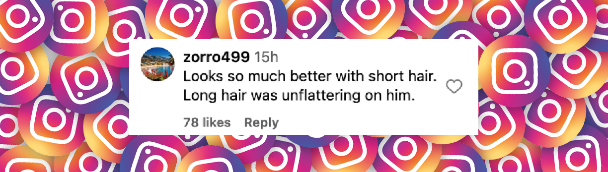 A fan comments on Brad Pitt's buzzcut, dated May 2025 | Source: Instagram/pagesix