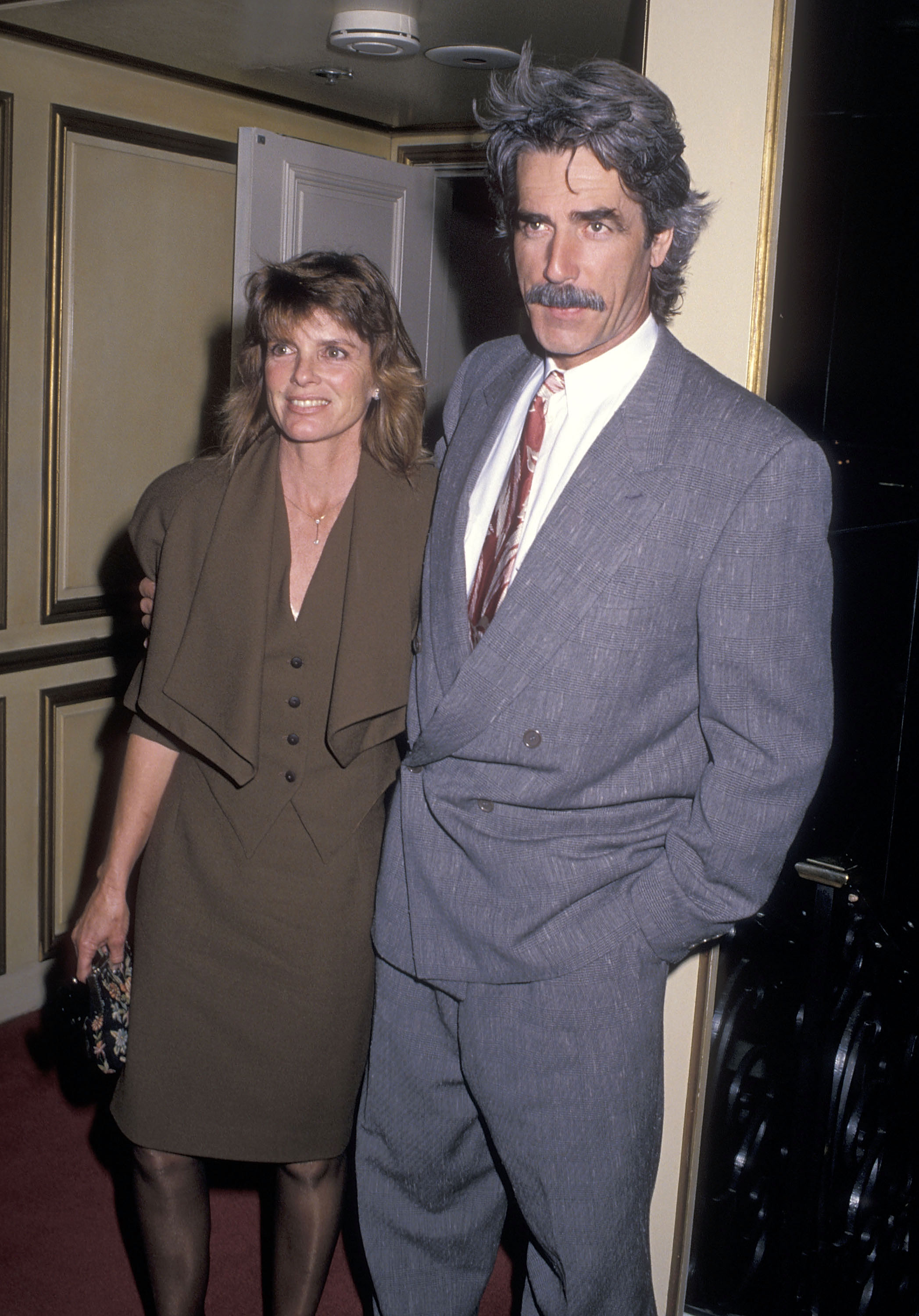 Actor Sam Elliott and actress Katharine Ross on December 11, 1988 at the Beverly Wilshire Hotel in Beverly Hills, California. | Source: Getty Images