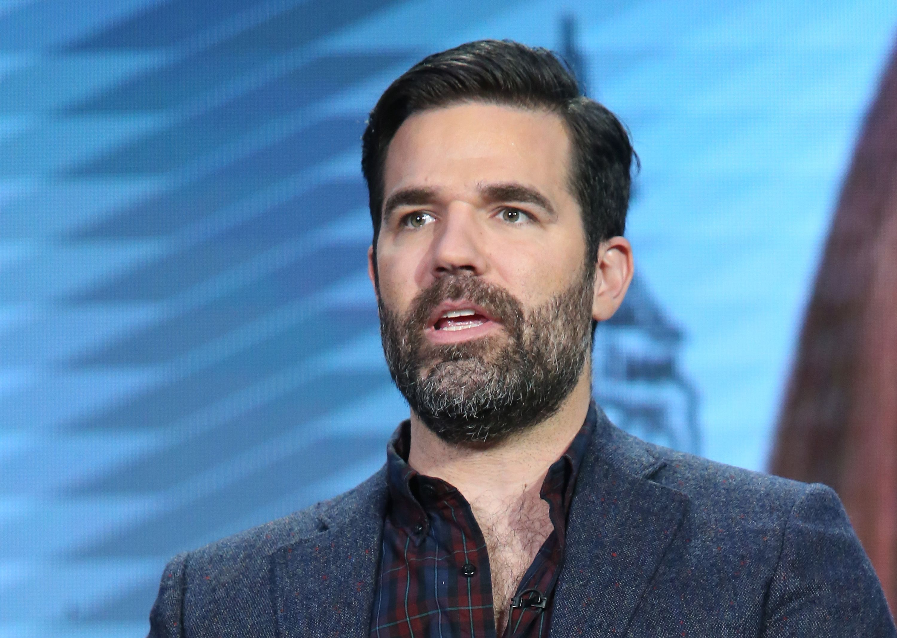 Rob Delaney speaks onstage during the Catastrophe panel as part of the Amazon portion of the 2016 Television Critics Association Winter Tour at Langham Hotel on January 11, 2016 in Pasadena, California. | Source: Getty Images