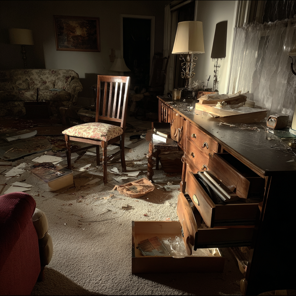 The interior of a wrecked living room | Source: Midjourney